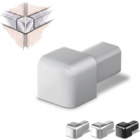 Dalsys Endstück für Fliesenschiene Quadratprofil Aluminium (eloxiert), Fliesenprofil - Weiß 10mm, 1 Stück