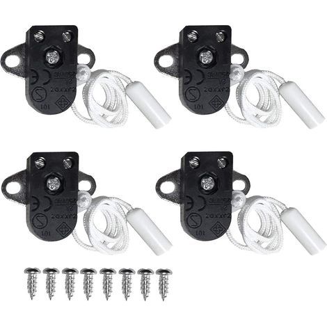 4 Pack Mini Interrupteur à Tirette Lnterrupteur à Tirette Avec Enclenchement Marche-arrêt Manuel - 2 A, 250 V CA/Noir (1/3)