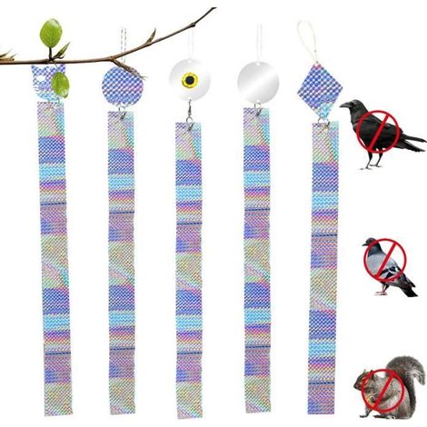 Vogelscheuche, Vogelschreck, Taubenabwehr, Dekoratives reflektierendes Laserband, Abschreckende Halsbänder (5 Stück)