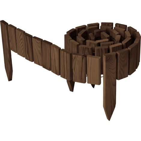 Garronda clôture de Jardin en Bois Bordure Jardin Cloture Jardin Exterieur, Palissade Bordurette Longueur: 200 cm GD-0149 (Brun foncé, Hauteur : 10 cm)