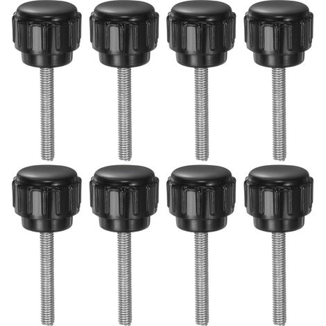 8Pcs Boutons de Serrage Cannelés M3 x 20mm en Acier au Carbone Zingué Métrique à Filetage Mâle Vis à Pouce Sur Tête Ronde en Plastique de 14mm Boulon à Main Fileté (1/5)