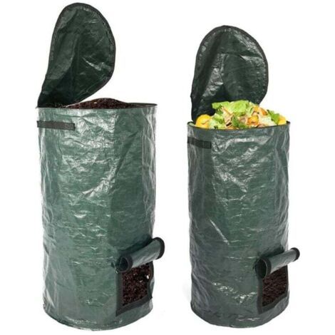 Lot de 2 sacs à compost organique 15 et 34 gallons, réutilisables en PE, pour cuisine et jardin (1/4)