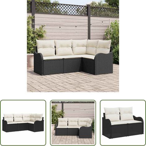 Gartenmöbel -  Gartensofa-set 4 pcs Schwarz Poly-Rattan (1/5)