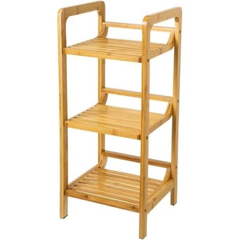 Meuble de rangement avec 3 étagère en bambou coloris naturel - Longueur 30 x Profondeur 30 x Hauteur 70 cm-JUANIO (1/4)