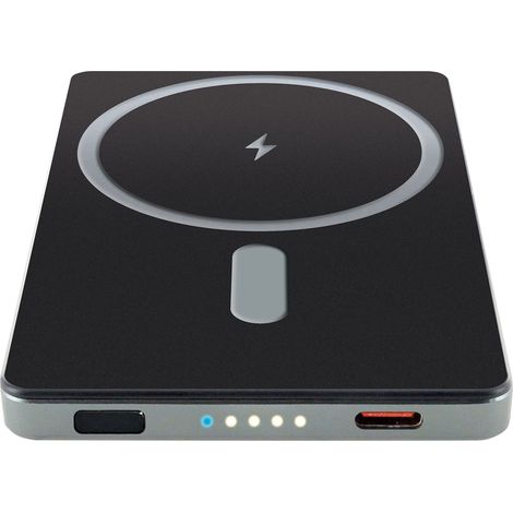SCHWAIGER Batterie externe LPBC0500, 5 000 mAh, QI, MagSafe, sans fil, USB-C, boîtier aluminium