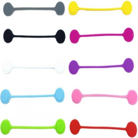 Attache-Cable Magnetique - Silicone Souple avec Aimant Integre - Pour Gestion Cables USB Chargeur Casque Bureau Maison Voyage - Lot de 10 (1/5)