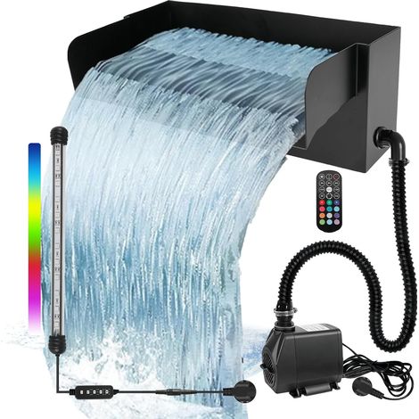 Cascade de Bassin en Acier Inoxydable pour bassins de Jardin, kit de Fontaine de 30 cm avec Pompe 45W 3000L/H pour Bassin, Piscine, Jardin, décoration de Patio (1/5)