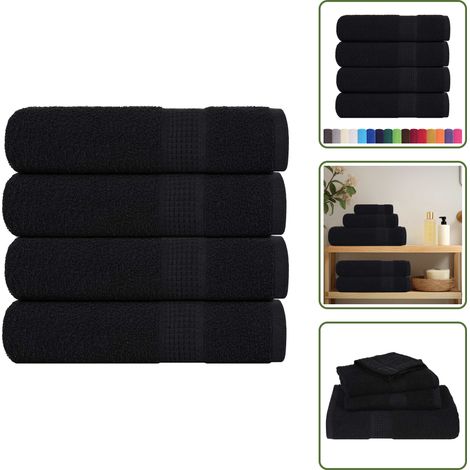 The Living Store Badetücher FROGN 4 Stk. Schwarz 100x150 cm 360 g/m² - Baumwolle (1/5)
