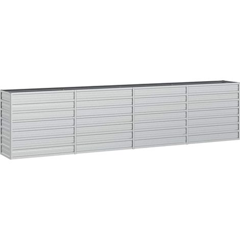 Garden Raised Bed 320x40x77 cm Galvanized Steel Silver vidaXL
