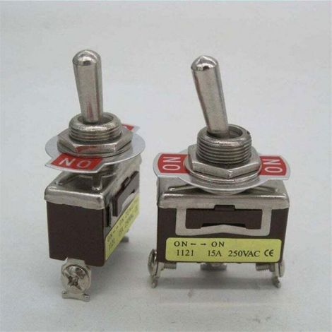 Interrupteur à levier 2 positions - - SPST - 20A 125V - 15A 250V - Métal - 3 pièces - Housse étanche (1/4)