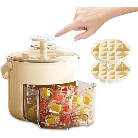 Bac à glaçons avec couvercle et rangement avec couvercle et pinces, machine à glaçons portable double couche 40 grilles pour maison (1/5)