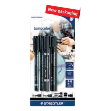 BLISTER 4 LUMOCOLOR PERMANENT 60 BK, SURTIDO STAEDTLER 60 BK