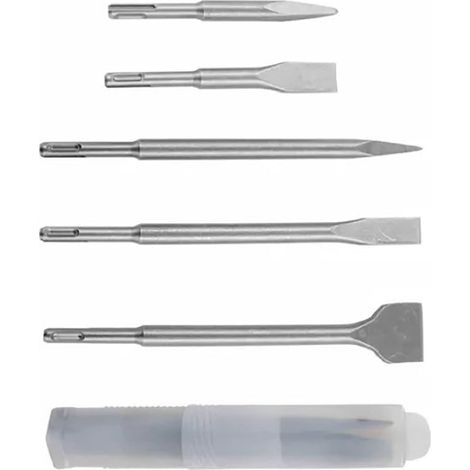 Ensembles De 5 Burins, Forets à Percussion à Tige Ronde en Acier 40Cr, Marteau Rotatif, Pointe De Burin, Type Plat pour Carrelage, Maçonnerie, Ciment, Brique, Béton, Mur De Pierre (1/5)