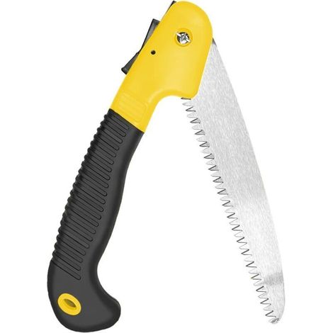 Gartensäge, Handsäge, klappbare Gartensäge. Sägeblattlänge 18 cm. Stahlblatt für Reparaturen im Garten, Campingausflüge, 39 cm Klappsäge (gelb). (1/5)