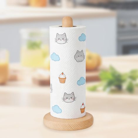 Support Essuie-Tout Vertical en Bois de Hêtre avec Base Antidérapante pour Cuisine Table Salle Bain Décoration Naturelle Fonctionnelle (1/5)