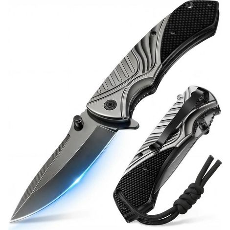 Couteau pliant avec clip de poche, couteau EDC tranchant pour l'extérieur et le camping, cadeau pour hommes