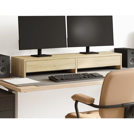 Monitorständer mit Schubladen Sonoma-Eiche 100 x 27 x 15 cm Holzwerkstoff