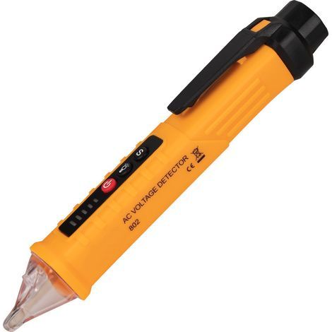 Lntyq Détecteur de Tension Sans Contact, AC Testeur de Tension 12-1000V avec Sensibilité Réglable avec Lampe de Poche et Alarme Sonore, Test de Fil en Neutre/Phase et Détecter Firewire Ligne Zéro(Pile (1/4)