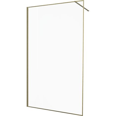 KINEDO - Paroi Douche Solo Design+ - Verre 6 mm Traité Anti-Calcaire - Profilé & Cadre Fin Aluminium - Fabriquée en France - L.120 x H.200 cm - Profilé et Cadre Finition Or Brossé - Verre Transparent (1/5)
