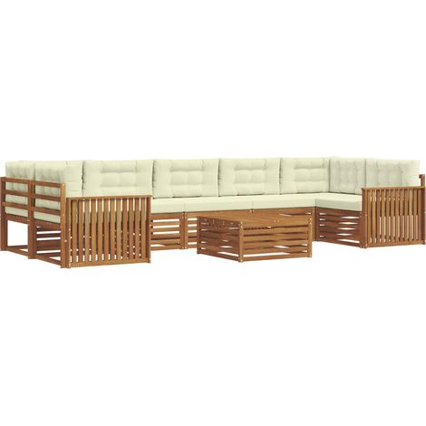 Outdoor-Sofagarnitur 8 stk. 7-Sitzer Natur und Creme vidaXL (1/5)