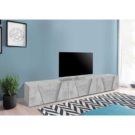 Meuble TV moderne 244 cm gris béton Pittsburgh (1/4)