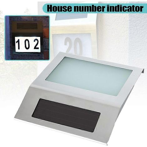 Plaque lumineuse solaire LED pour numéro de maison, numéro de maison et adresse extérieure (neuve) (1/4)