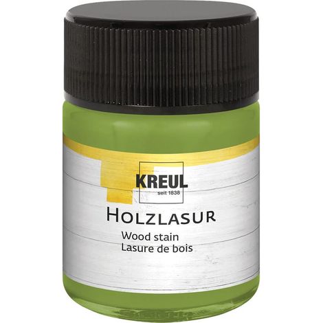 Lasure acrylique pour bois aux couleurs intenses, pot de 50 ml en pistache, pour bois naturel non traité et papiers naturels absorbants, fluide - peinture liquide à base d'eau (1/3)