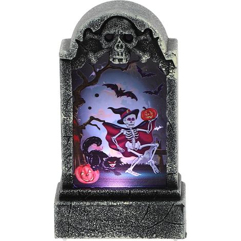 Halloween Pierre Tombale Lumière LED Lumineux Thème Créatif Fête Décoration De Bureau (Motif Crâne) (1/2)
