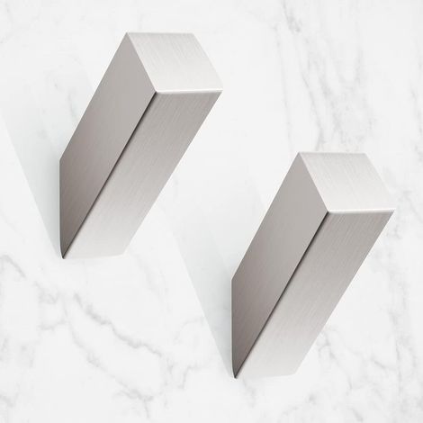 Set mit 2 Handtuchhaken aus gebürstetem Nickel-Edelstahl, moderne und robuste Wandhaken, silberner Bademantelhaken für Badezimmer, Wohnzimmer, Hotelstil, Wandmontage (1/5)