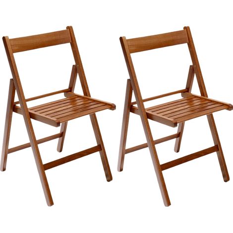 Marvin Sedia in Legno Pieghevole Birreria Colorata Interno o Esterno Salvaspazio Richiudibile da Campeggio Giardino Cucina Legno Massello Di Faggio Noce - 2 Sedie