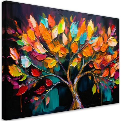 Tableau déco Arbre coloré Feuilles peintes 60x40 (1/5)