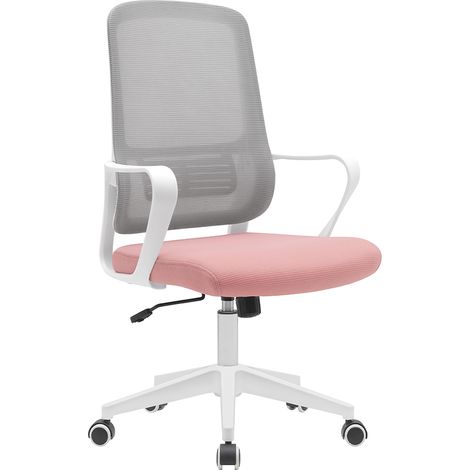 Sedia da Ufficio Rosa e Grigio Poltrona Scrivania Girevole Regolabile 98-108 cm