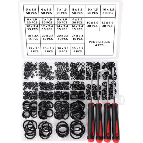 610 Pieces 24 Sizes Black O-Ring Assortment Kit, Metric Nitrile Rubber O-Rings with Spikes and Hooks, for Faucet, Vehicle, Air Conditioning, Household Appliances (1/5)