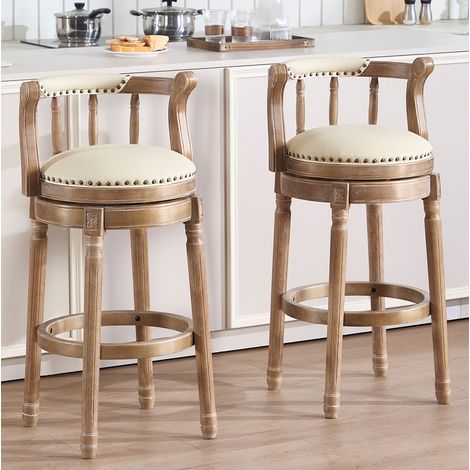 sedia girevole bar 75 cm pelle schienale bianco OKMYHOME (1/5)