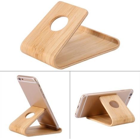 ZJCHAO Handyhalterung aus Bambus, universeller Handyständer aus Bambus für iPhones (1/2)