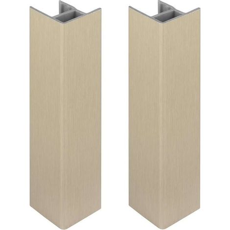 Conector de esquina de acero inoxidable pulido para zócalo de 120 mm – Para acabados de cocina – Paquete de 2 conectores de PVC (1/3)