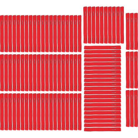 Lot de 100 attaches élastiques pour cannes à pêche, fixation par bande auto-agrippante, rouge (1/5)