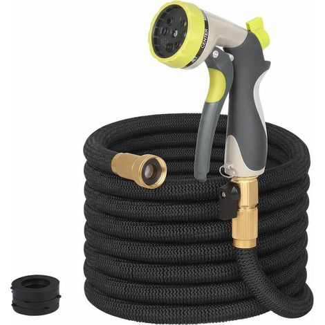 Kit de tuyau d'arrosage de 24,6 pi Peralng, tuyau d'expansion Tuyau d'expansion solide avec double noyau en caoutchouc, raccords en laiton massif de 3/4 , tissu extra-résistant, tuyau extensible flexi (1/5)