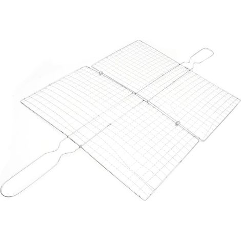 Panier de barbecue en acier inoxydable avec bords et rotation à 360 ° - Grille cuisson pour poissons, viandes légumes le camping, la cour cuisine plein air (1/5)