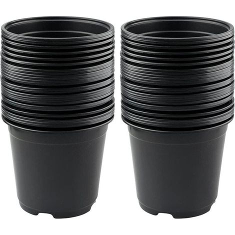 Lot de 50 Pots de Fleurs en Plastique Noir de 15 cm pour Plantes succulentes, légumes et boutures (1/4)