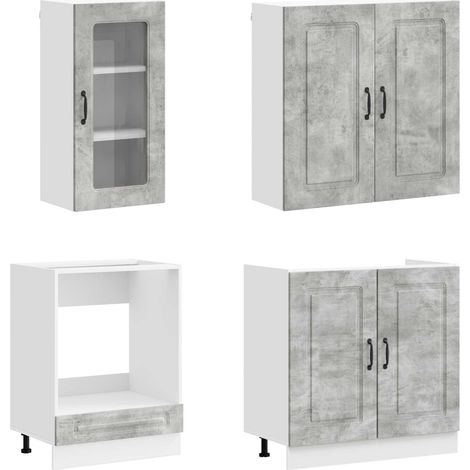 Maison Exclusive - Unité de cuisine KALMAR 8 pc Gris béton Bois d'ingénierie (1/5)