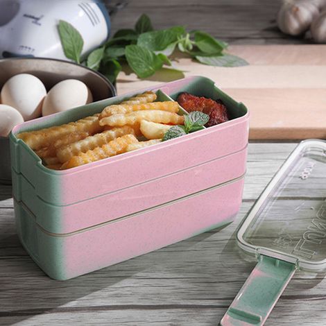 Japanische Lunchbox/Bento-Box für Studenten mit Trennfächern, mikrowellengeeignet, ideal für Obstsalate und leichte Mahlzeiten für Büroangestellte. (1/5)