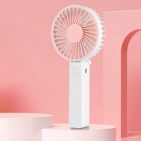 Mini ventilateur de poche rechargeable pliable et portable avec clip ceinture pour voyage, bureau, maison, chambre à coucher,rose (1/5)