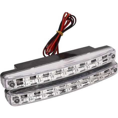 Lot de 2 feux de jour à LED blanches de haute qualité (8 LED), 12 V CC, universels, pour phares et feux de stationnement. (1/5)