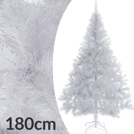 Sapin de Noël Blanc artificiel 180 cm avec 533 branches et pied support (1/5)