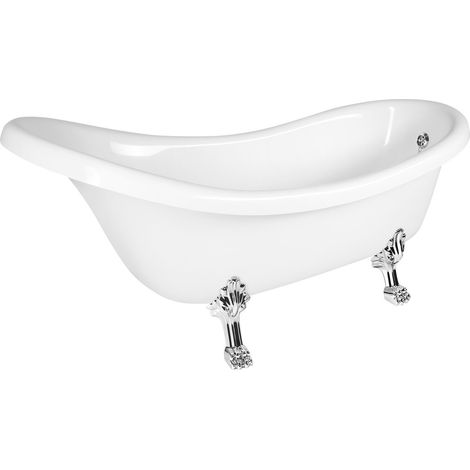 Baignoire autoportante RETRO 174,5x82x80,5cm, blanc, pieds chromés (1/5)