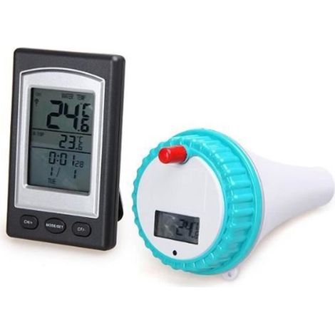 Kabelloses Whirlpool-Thermometer für Schwimmbäder und Spas mit wasserdichtem LCD-Display und neuem schwarzen Schwimmsensor (1/4)