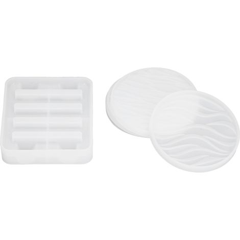 Moule en silicone au design ondulé 3D unique, élégant et durable, réutilisable pour la création de sous-verres personnalisés.