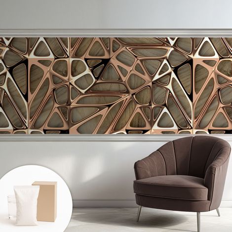 Tapete Vliestapete mit Kleber modern - Wanddeko für Küche - Klebefolie Wand - luxus Look Geometrisches Muster 250x104 cm