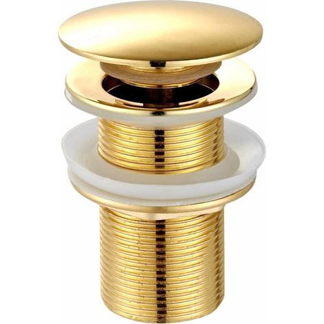 Universal drain plug for sink and washbasin - Modern pop-up valve - Drain valve with overflow, brass, stainless steel (1/4)